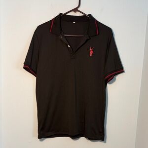Black Polo Shirt with Red Accents